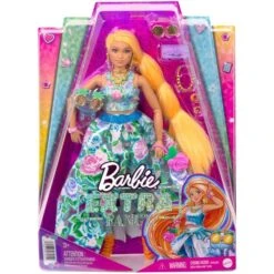 Mattel Barbie Extra Fancy Puppe Im Blauen Kleid Mit Blumenmuster -Spiel Welt Verkauf Mattel Barbie Extra Fancy Puppe im blauen Kleid mit Blumenmuster@@1846571 5